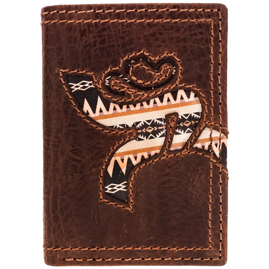 "STRAP" BROWN/AZTEC ROUGHY TRIFOLD WALLET