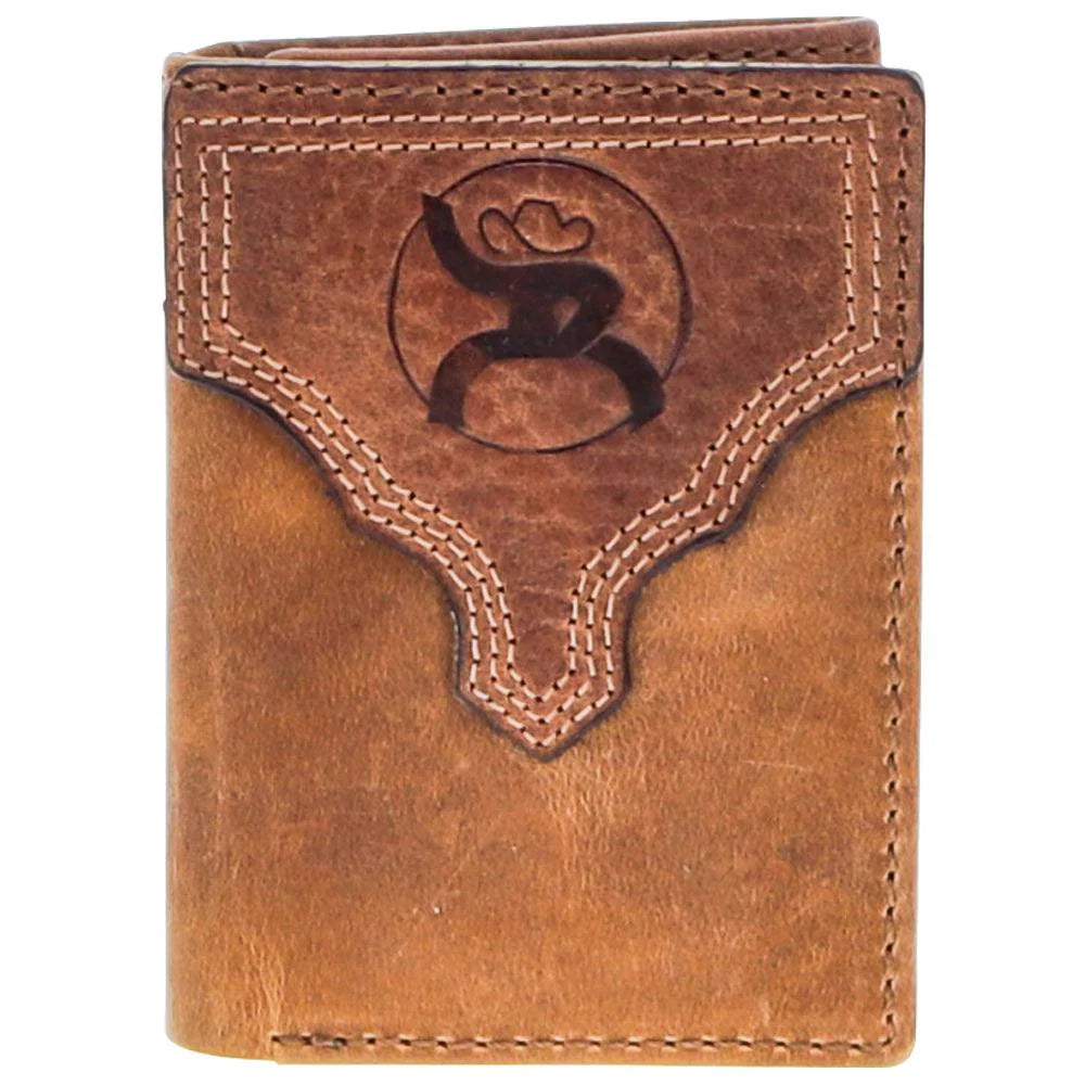 CANYON" TRIFOLD ROUGHY WALLET DISTRESSED TAN/BROWN LEATHER RTF008-TNBR✅