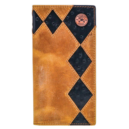 SHILOH RODEO ROUGHY WALLET BROWN/BLACK W/DIAMOND PATCHWORK