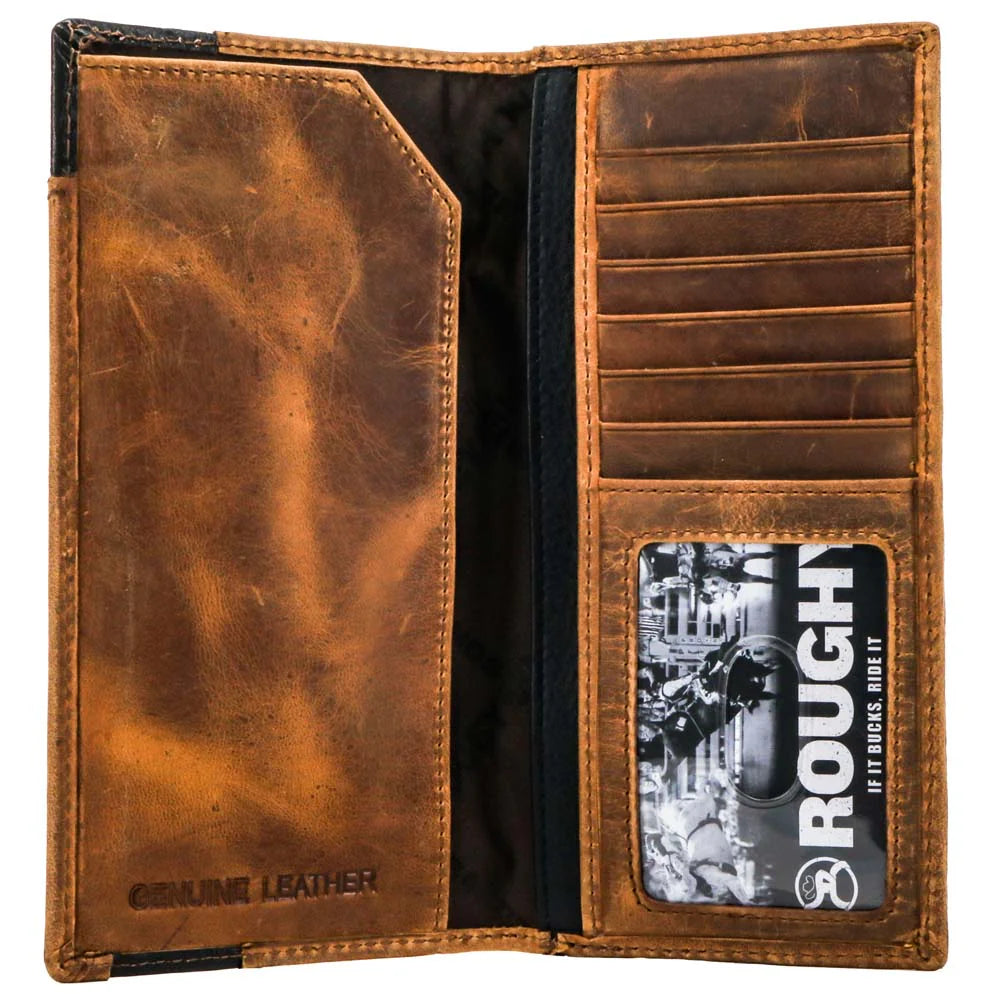 SHILOH RODEO ROUGHY WALLET BROWN/BLACK W/DIAMOND PATCHWORK RW006-BRBK