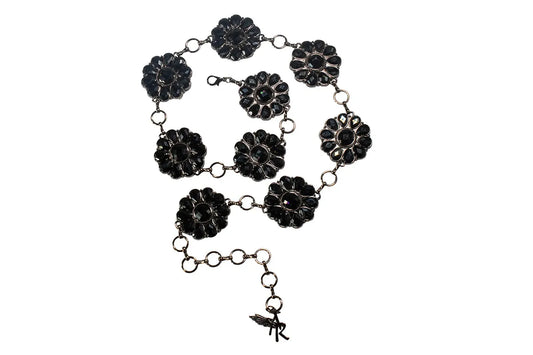 Women’s Angel Ranch 2″ Floral Conchos Black Chain Belt D140010501