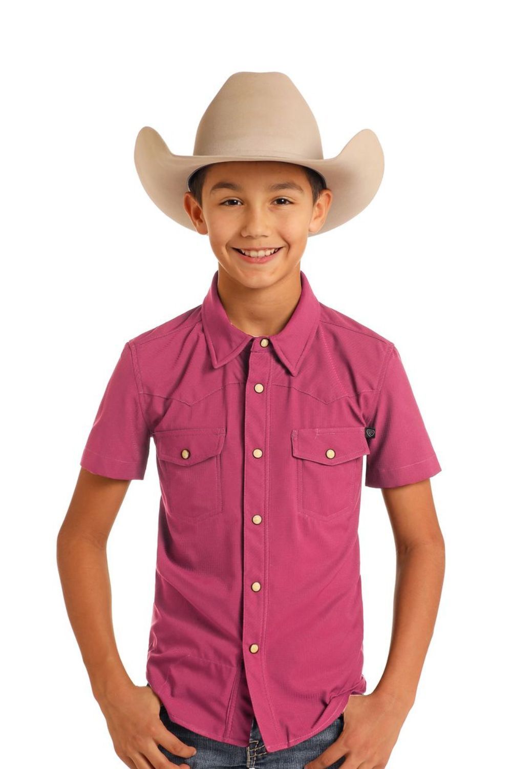 Rock & Roll Boy’s Hot Pink Tek Pearl-snap SS Button-up 🤠