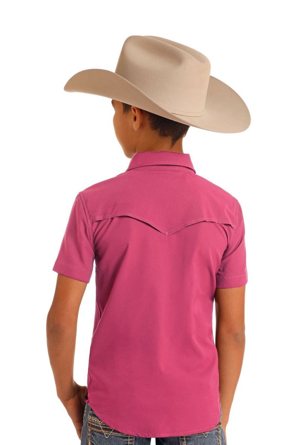 Rock & Roll Boy’s Hot Pink Tek Pearl-snap SS Button-up 🤠