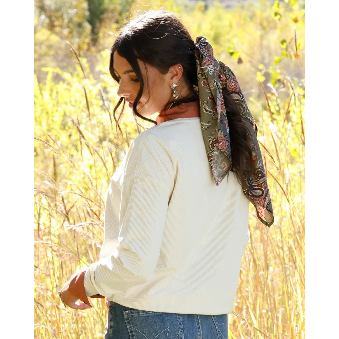 Cruel Denim Ladies Cream 'Rodeo' Ribbed Knit Sweatshirt 🤠