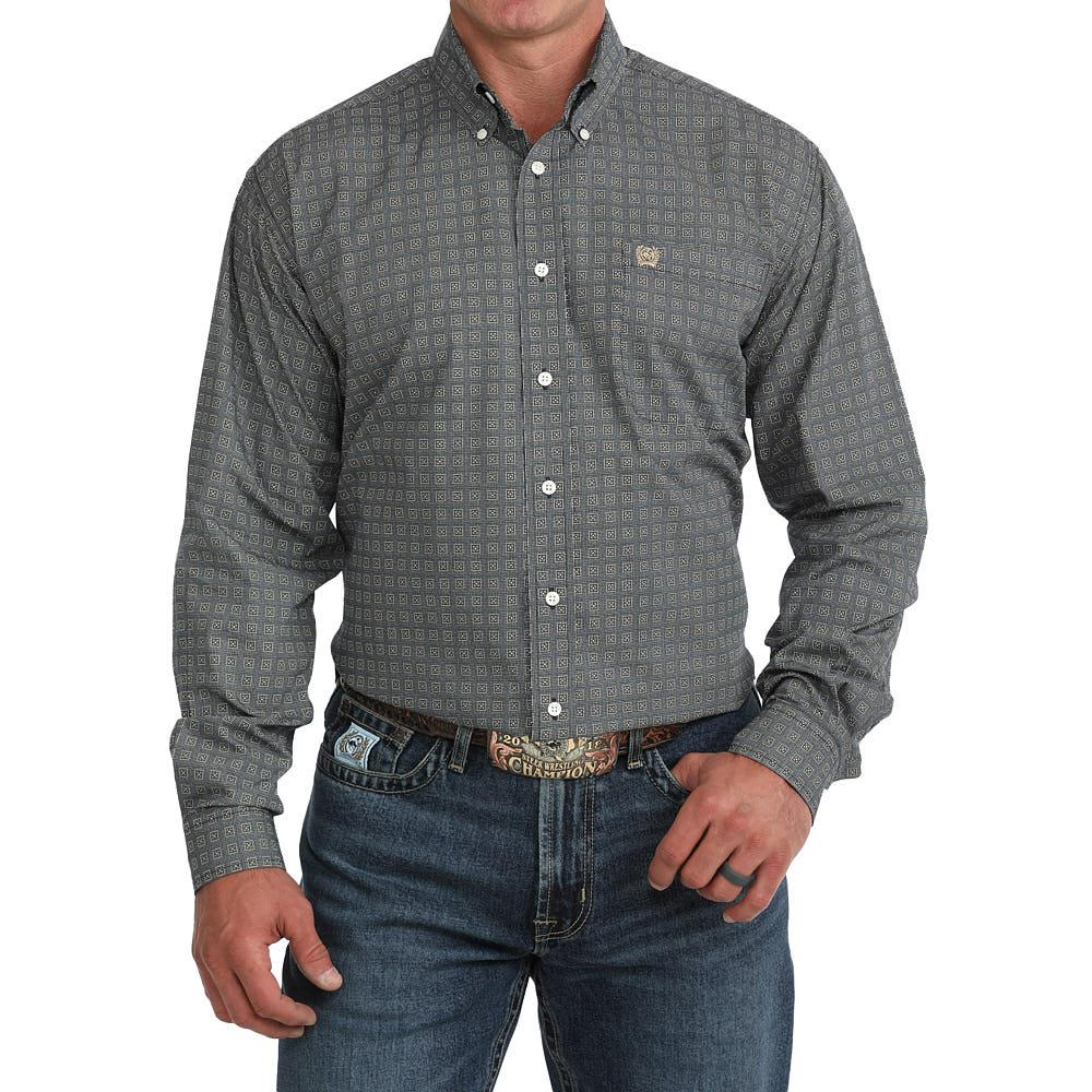 CINCH NAVY GEOMETRIC PRINT - MENS SHIRT - MTW1106147🤠