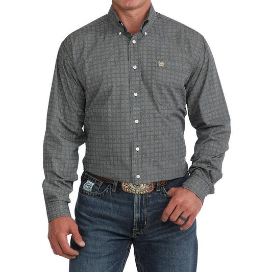 CINCH NAVY GEOMETRIC PRINT - MENS SHIRT - MTW1106147🤠