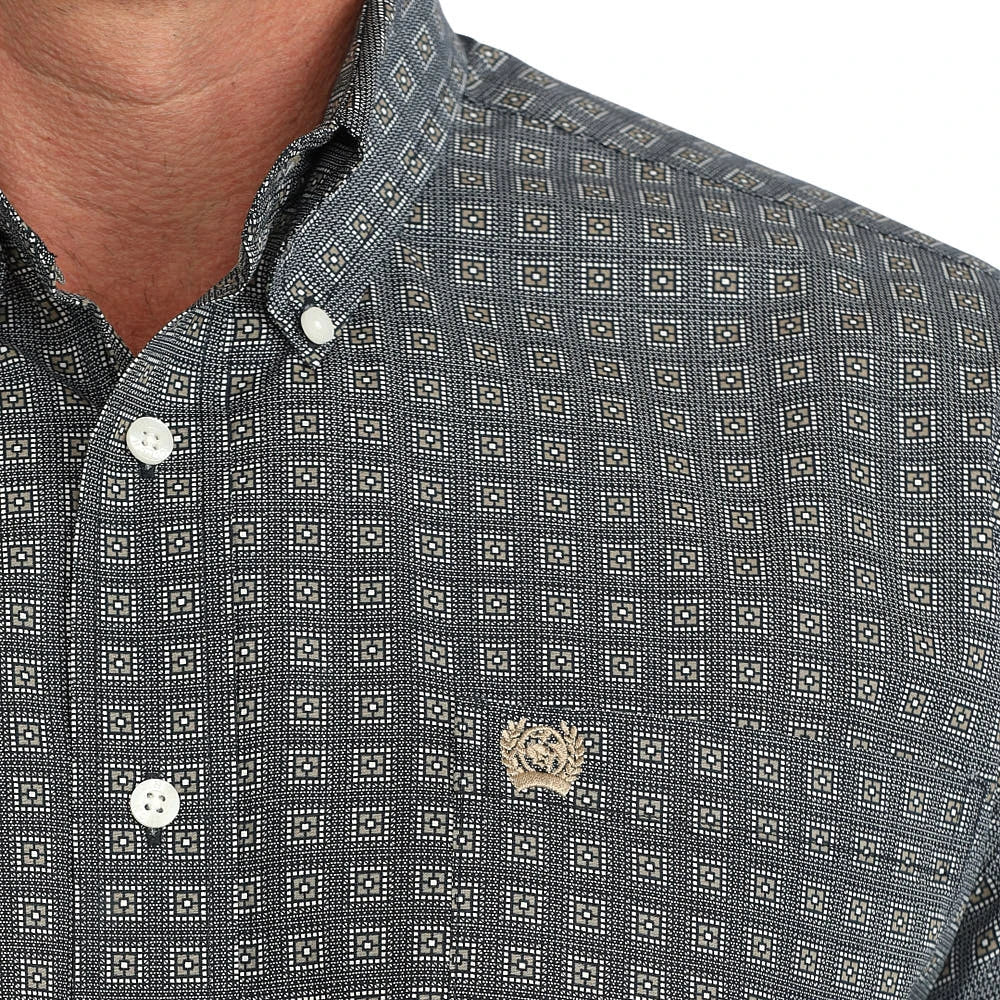 CINCH NAVY GEOMETRIC PRINT - MENS SHIRT - MTW1106147🤠