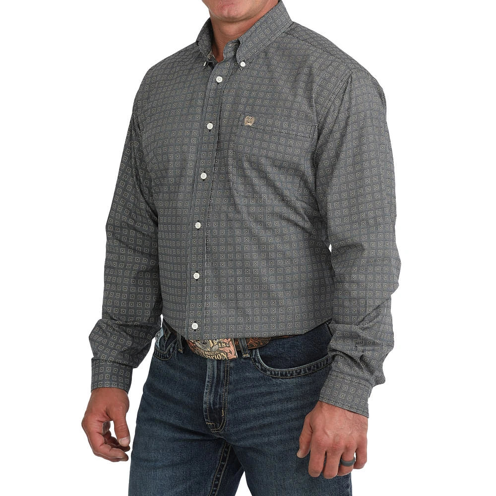 CINCH NAVY GEOMETRIC PRINT - MENS SHIRT - MTW1106147🤠