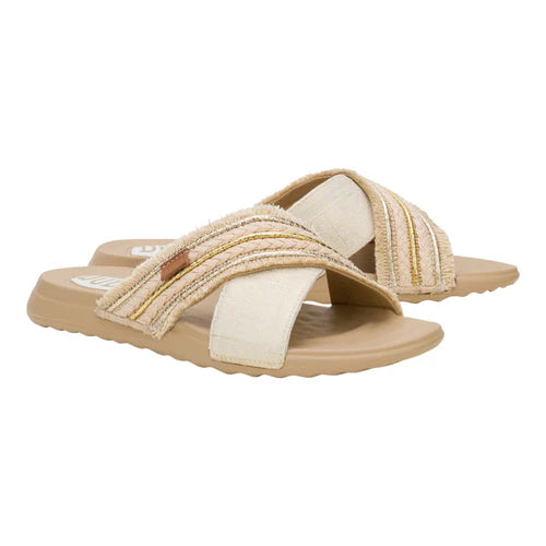 Christi Slide Novelty Fringe Natural/Gold