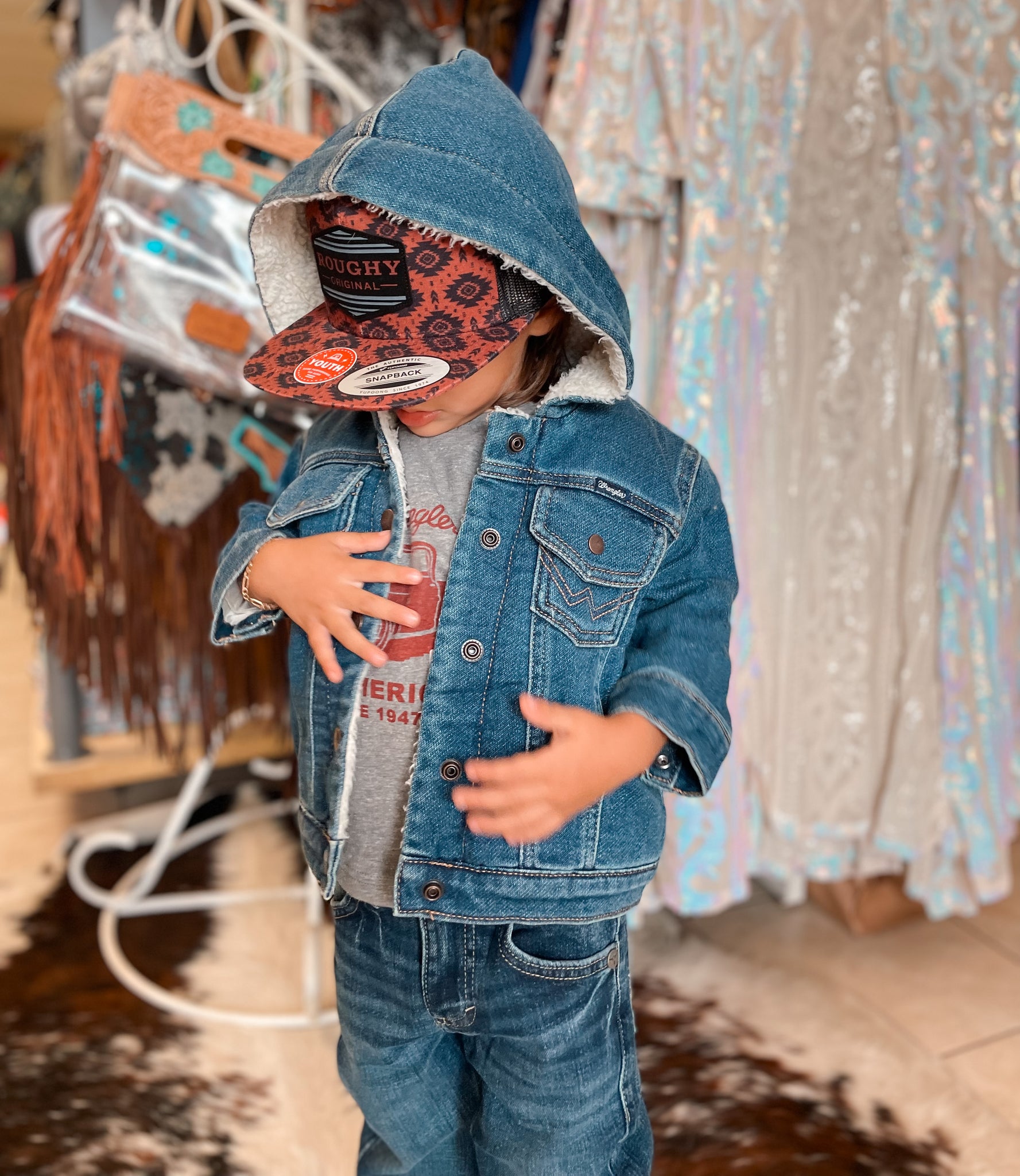 Toddler denim sherpa jacket hotsell