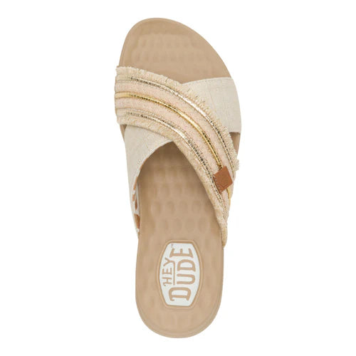 Christi Slide Novelty Fringe Natural/Gold