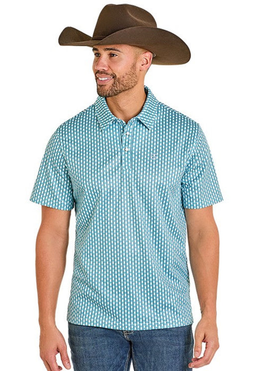 Men’s Rock & Roll Blue Trim Polo ☑️