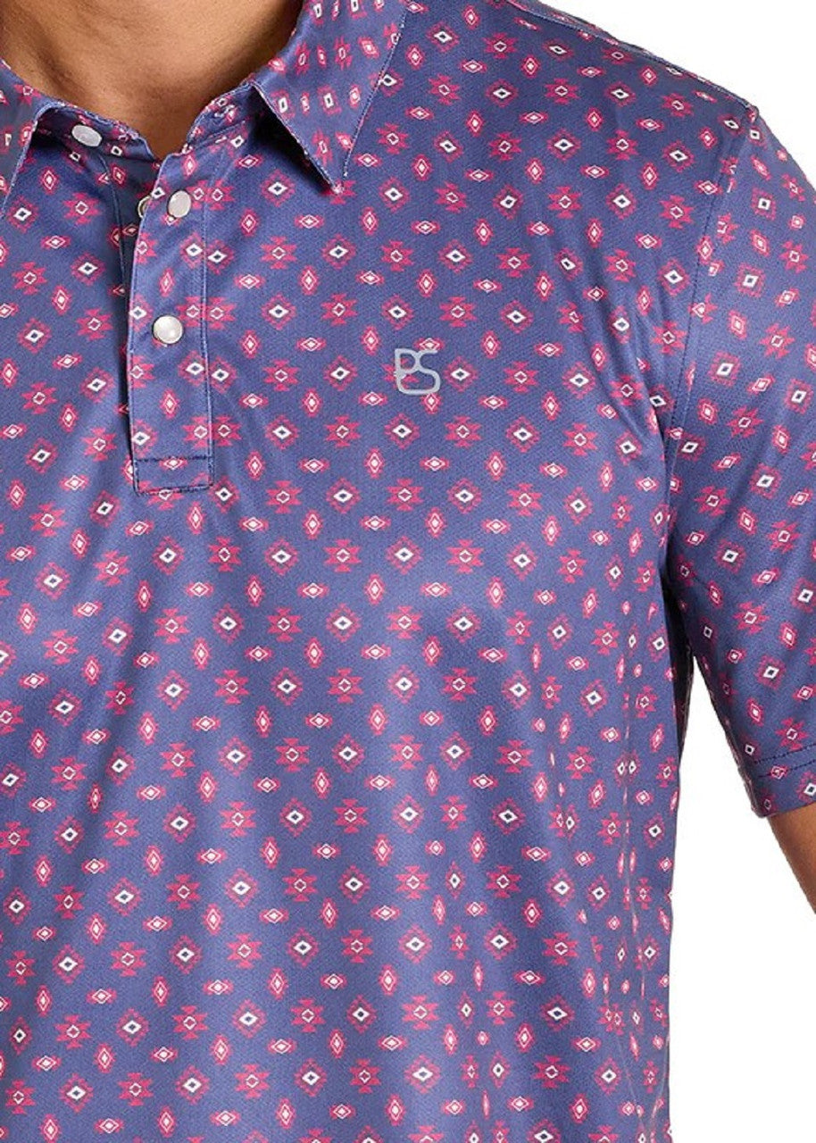 Rock & Roll Men’s Red & Navy Geo Polo ⭐️