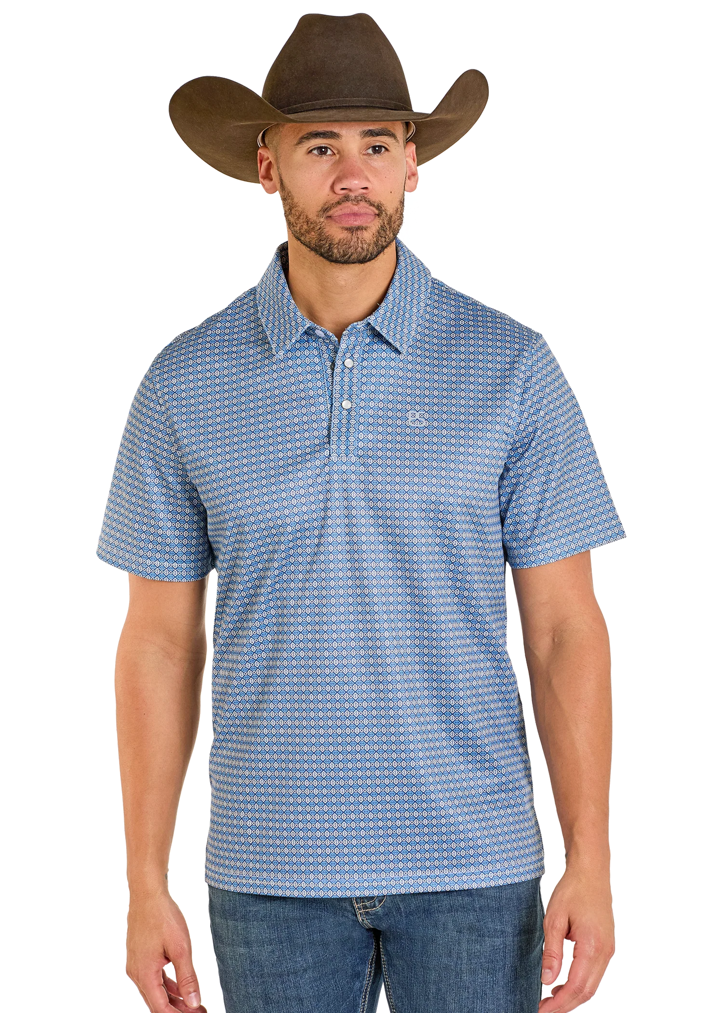 Rock & Roll Men’s Tyler Blue geo polo ⭐️