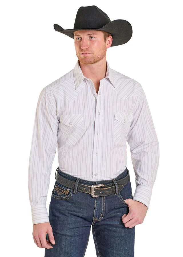 Men's Panhandle Slim Ivory Satin Snap Front Shirt 👕#SMN2S07619