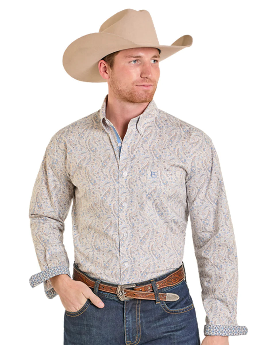 Panhandle Slim MEN'S BEIGE FLORAL LONG SLEEVE BUTTON SHIRT RMB2S07581👕