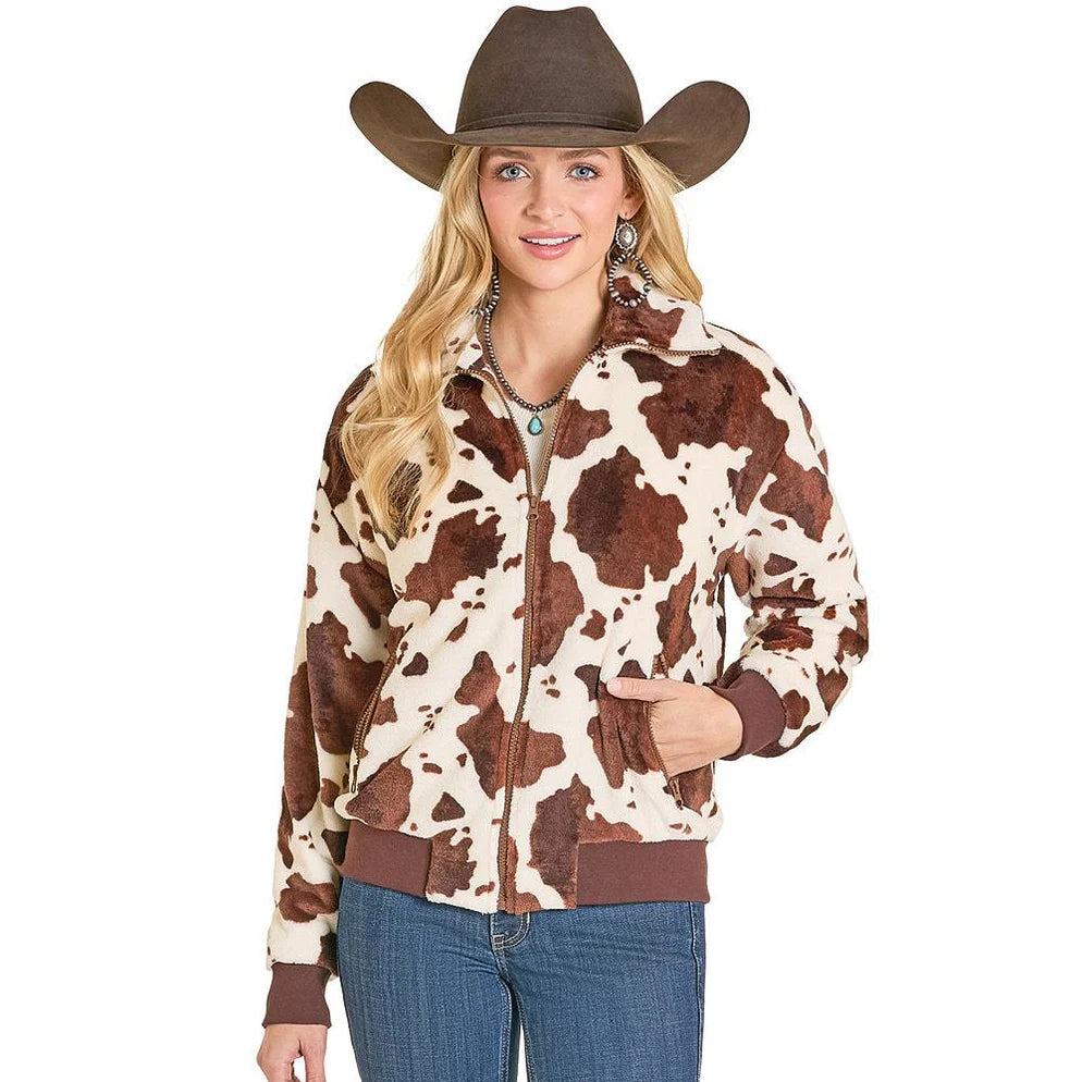 Rock & Roll Women’s Cowhide Printed Bomber Jacket