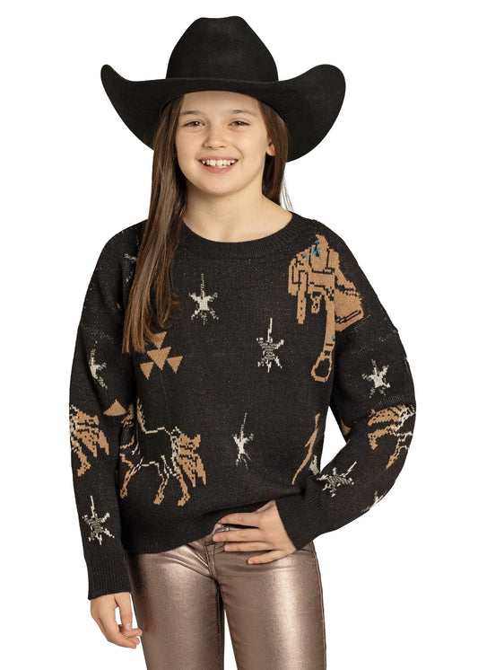 Rock & Roll Girl’s Saddle Conversation Sweater