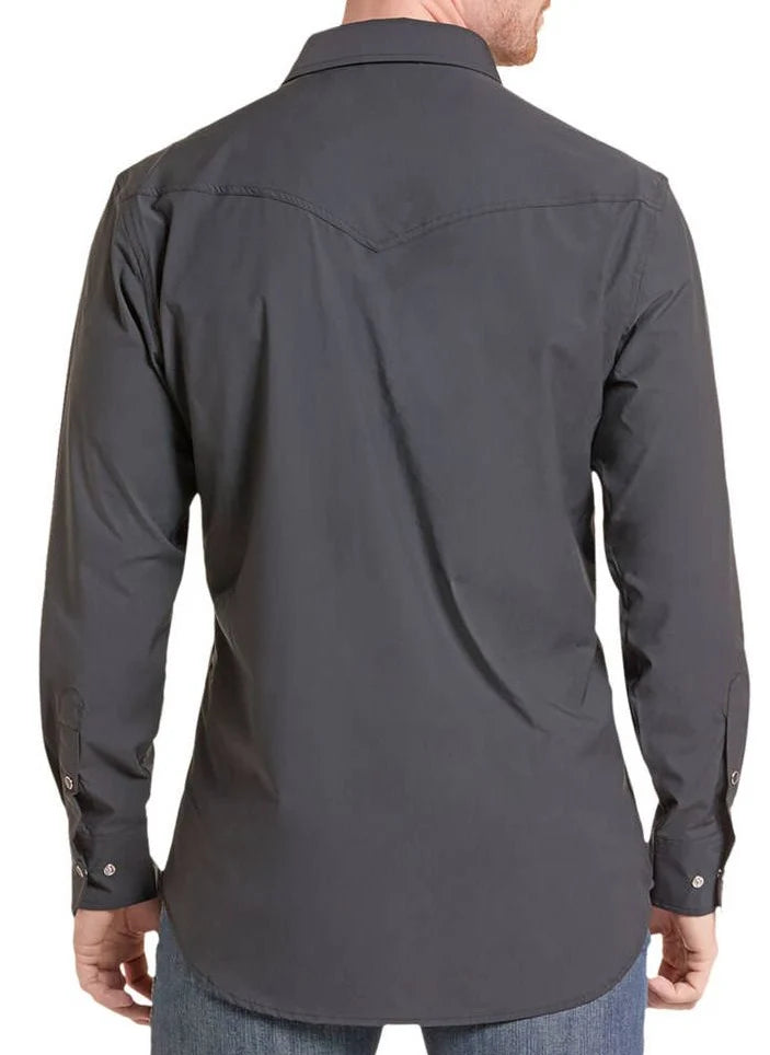 Rock & Roll Men’s Long-Sleeve Snap Button Black TEK Western Shirt 🤠