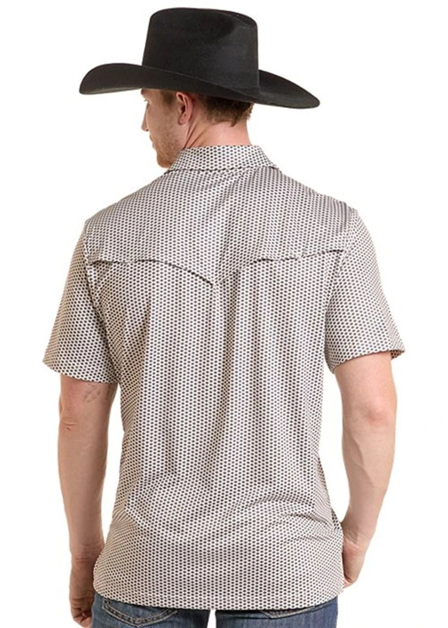 ROCK & ROLL NATURAL MICRO GEO PRINT - MENS POLO - BM51T10067