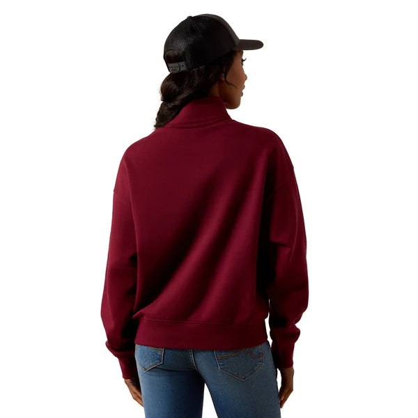 ARIAT 1/2 ZIP SWEATSHIRT ZINFANDEL - LADIES SWEATSHIRT - 10085381 🤠