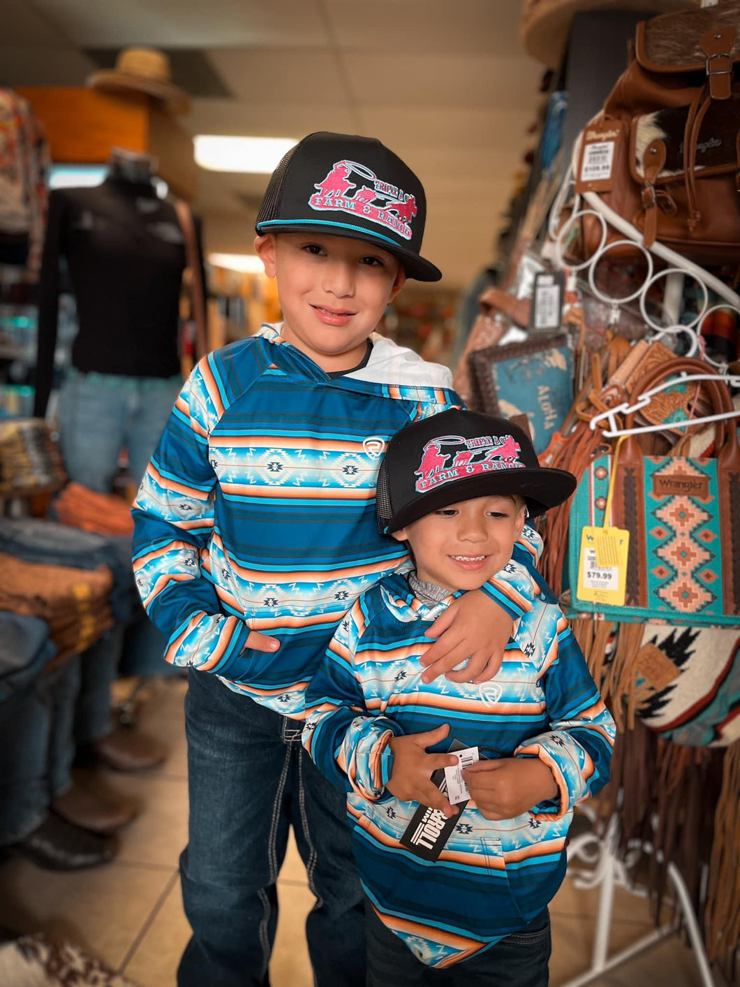 Youth R&R Blue Aztec Performance Hoodie