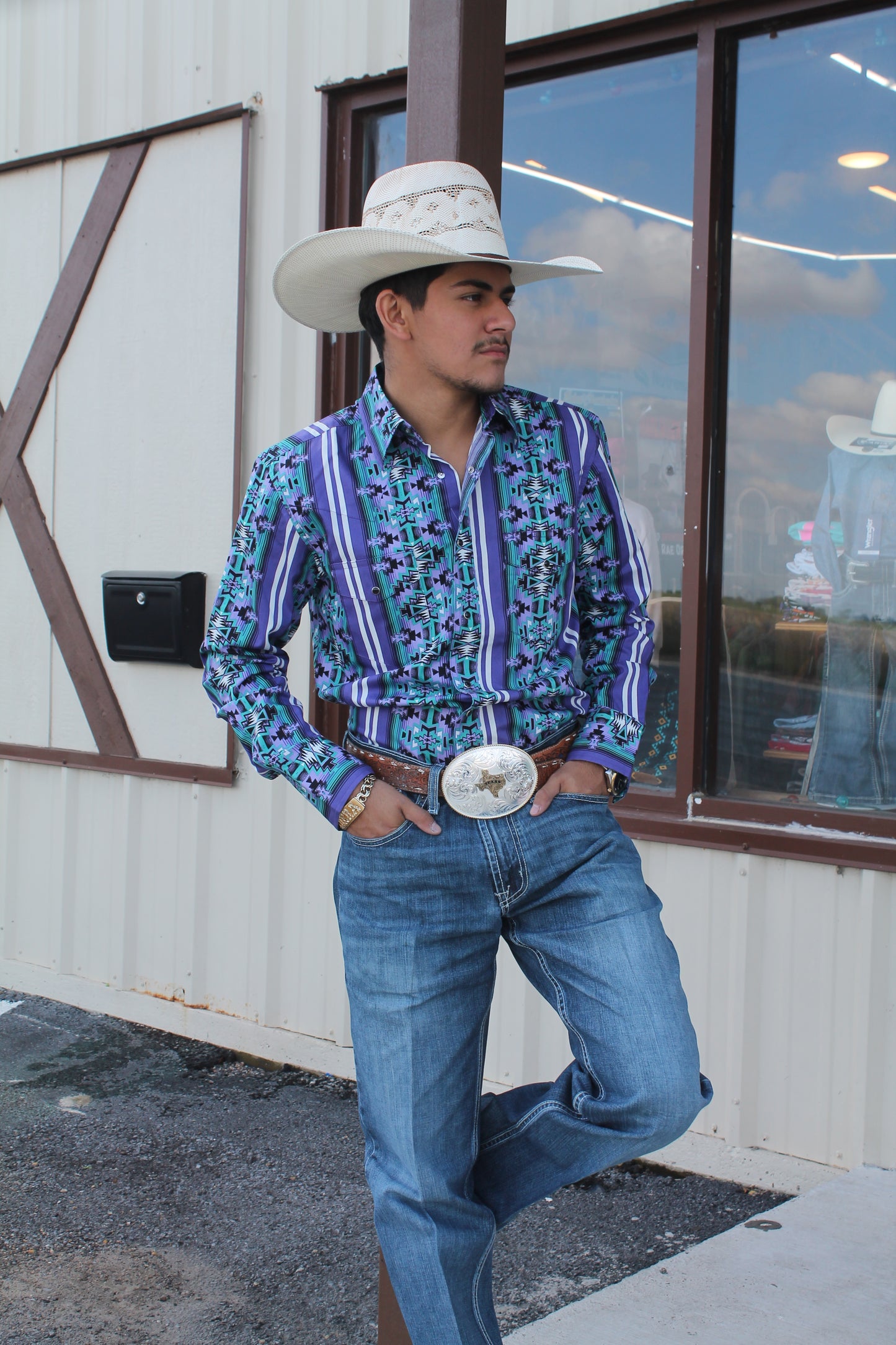 WRANGLER CHECOTAH PURPLE PRINT - MENS SHIRT - 112374916 👕