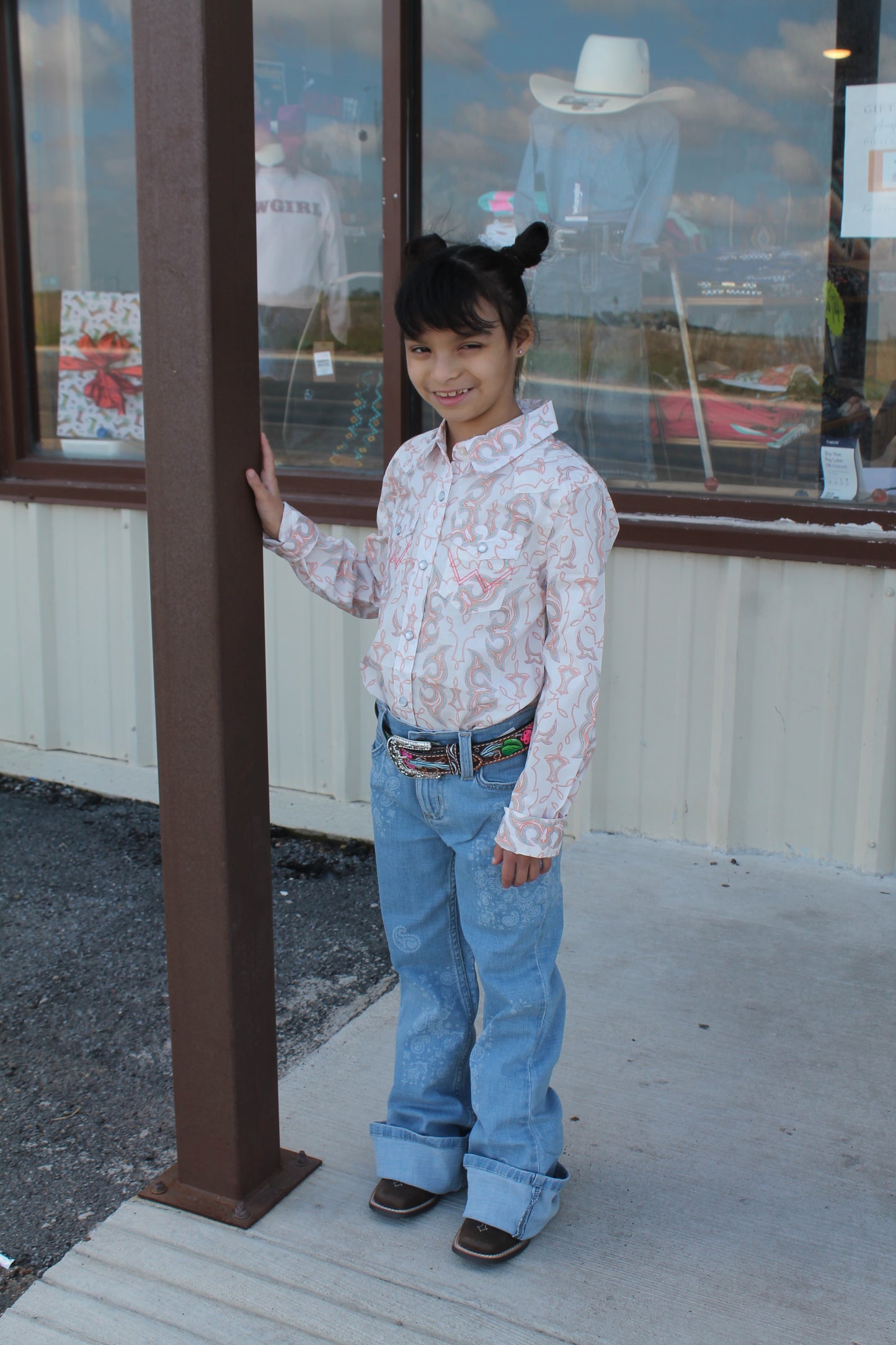 WRANGLER WESTERN SNAP WHITE PRINT - KIDS GIRLS SHIRT - 112374705