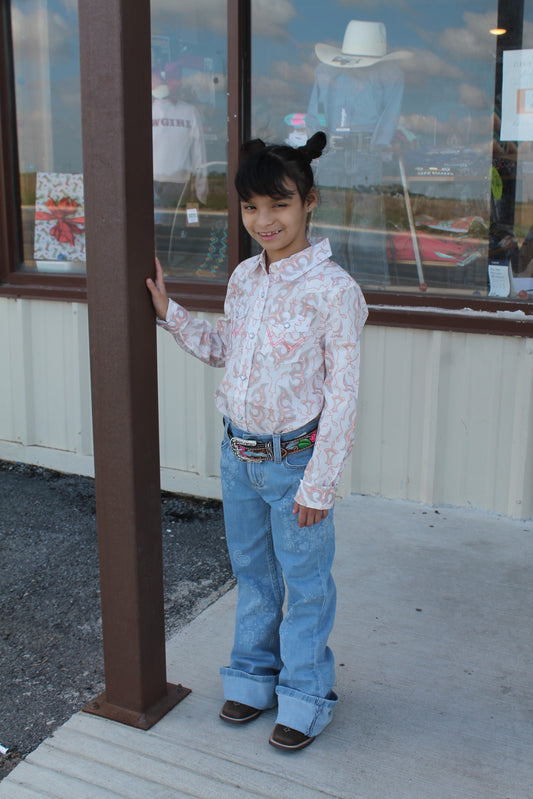 WRANGLER WESTERN SNAP WHITE PRINT - KIDS GIRLS SHIRT - 112374705