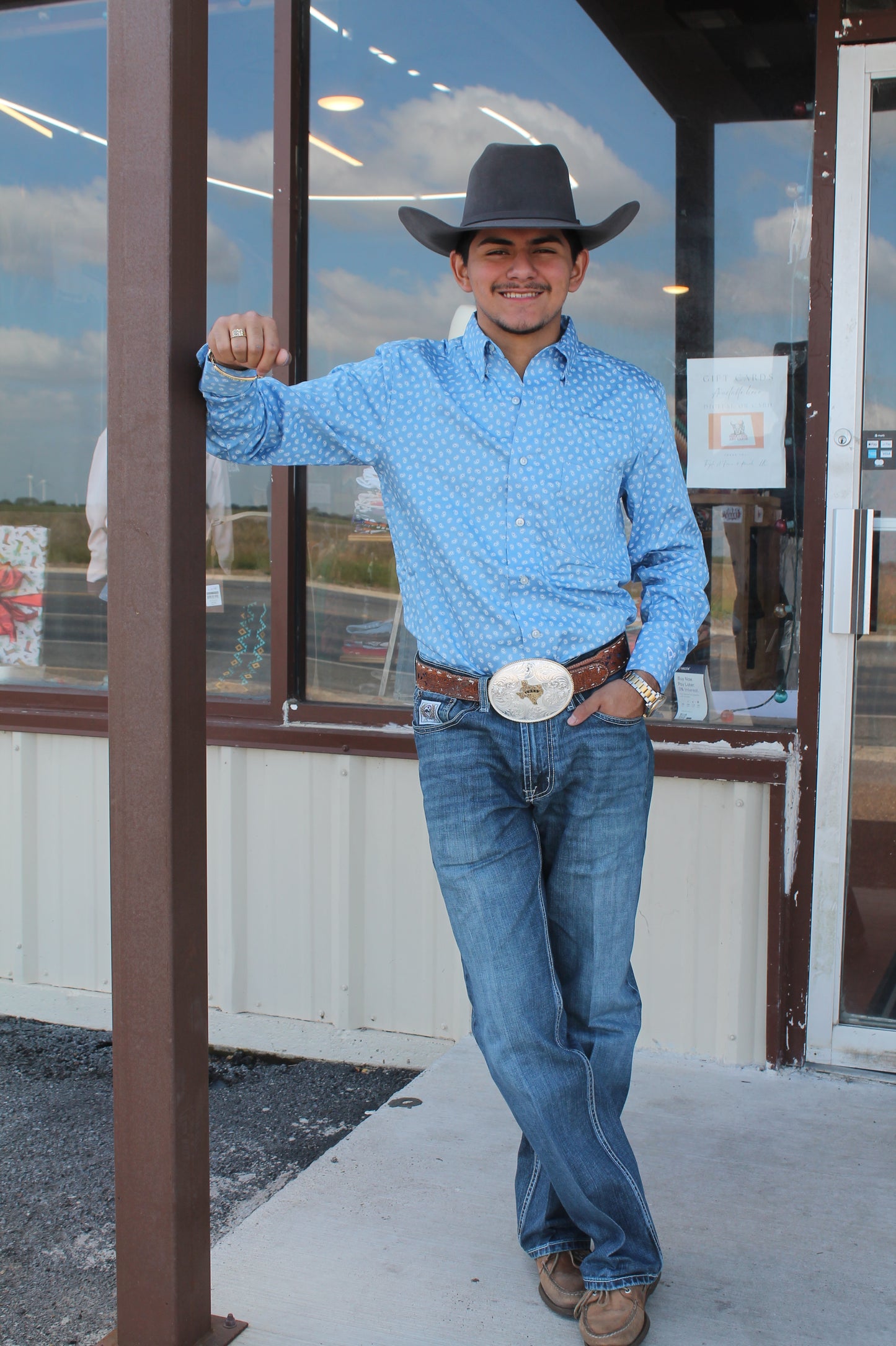 WRANGLER CODY JOHNSON BLUE WHITE PRINT - MENS SHIRT - 112374495 👕