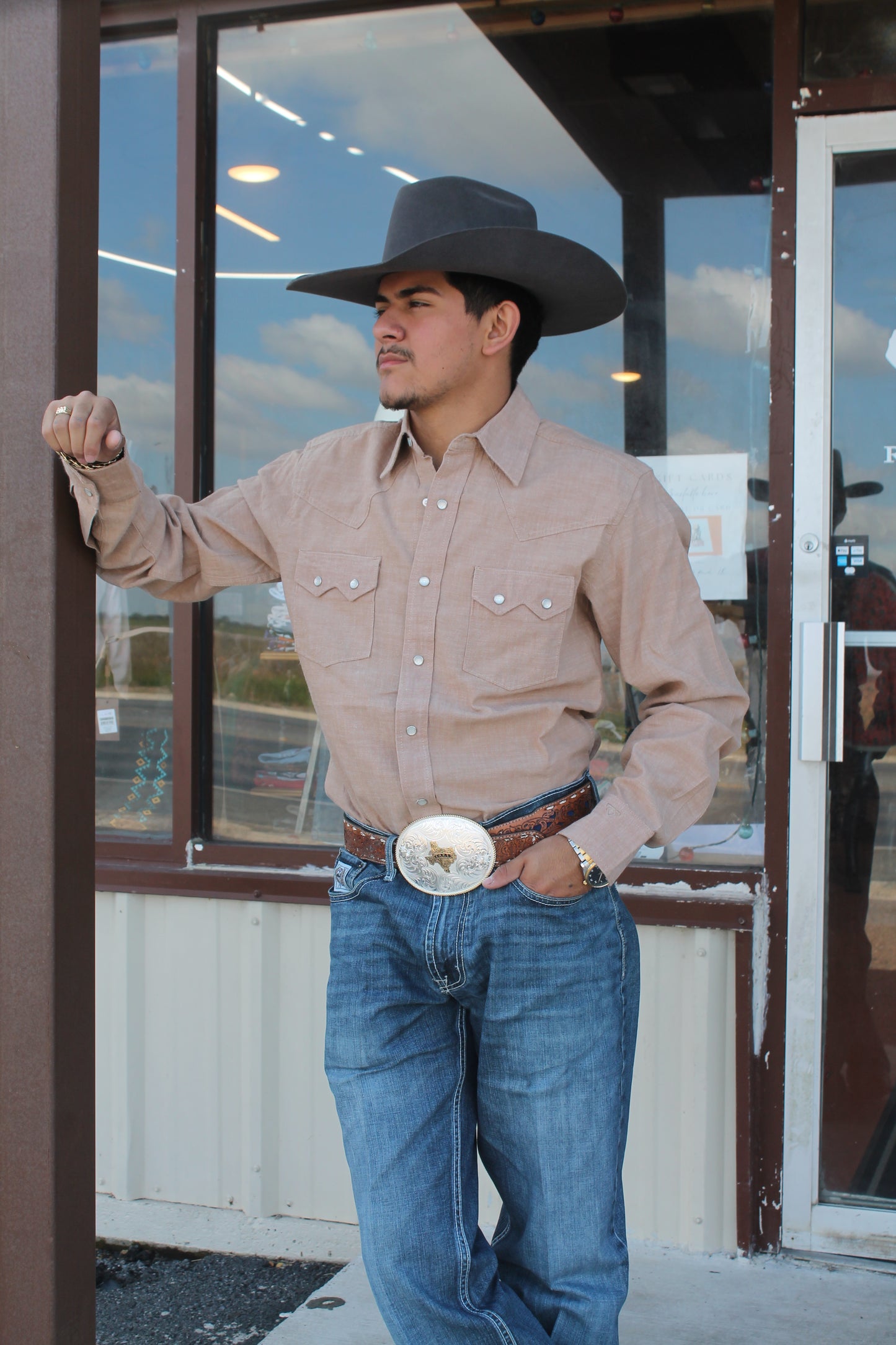 WRANGLER CODY JOHNSON BROWN SNAP - MENS SHIRT - 112374497 👕