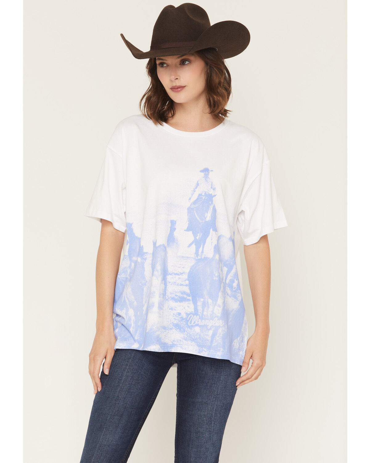 WRANGLER RETRO WOMEN'S WHITE HORSE SHORT SLEEVE GRAPHIC TEE