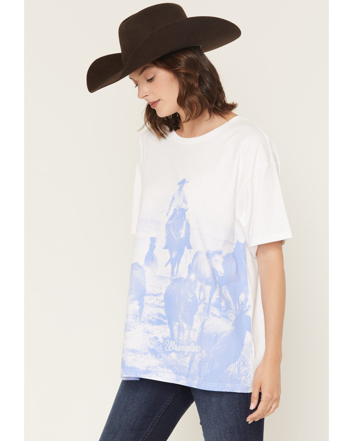 WRANGLER RETRO WOMEN'S WHITE HORSE SHORT SLEEVE GRAPHIC TEE