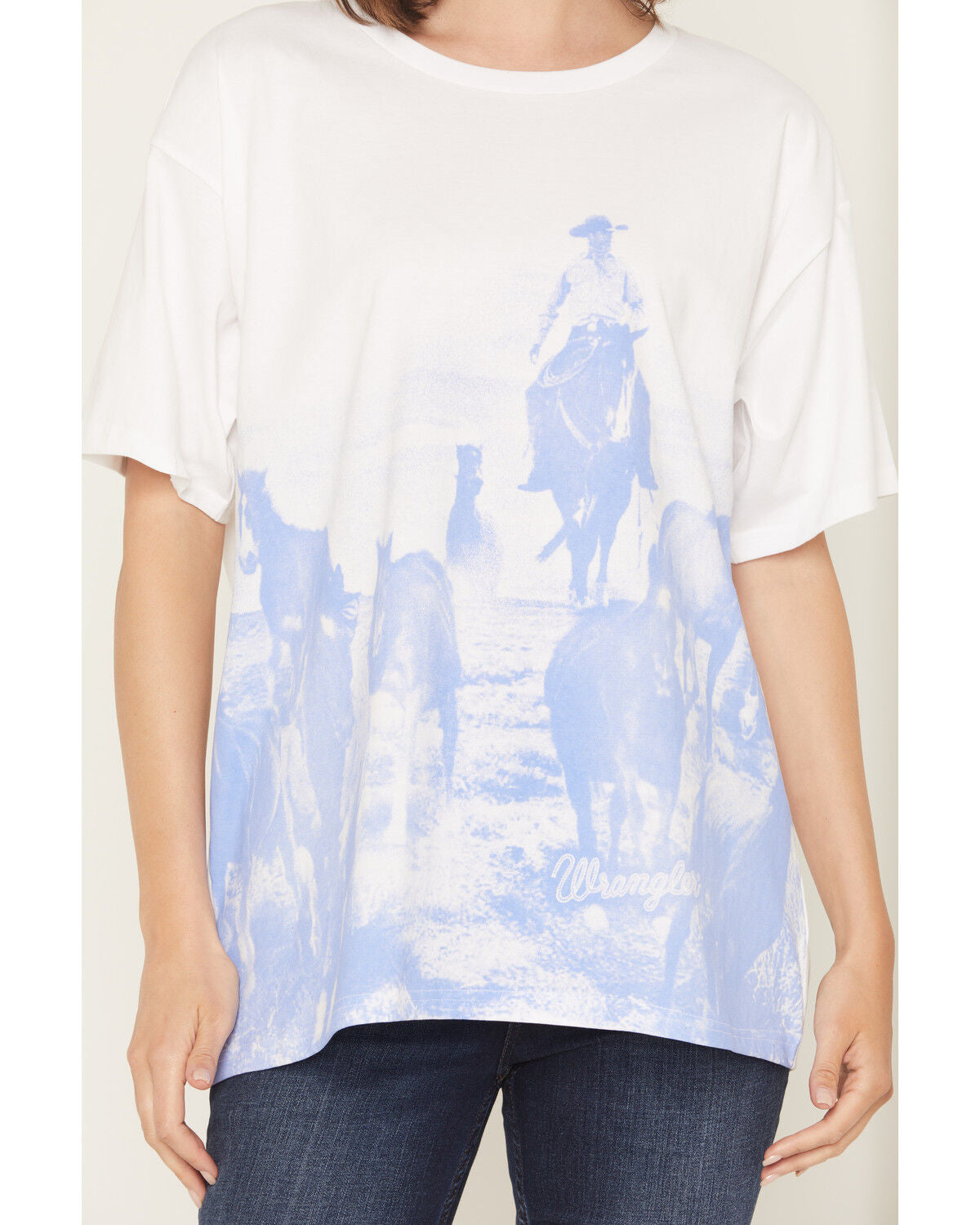 WRANGLER RETRO WOMEN'S WHITE HORSE SHORT SLEEVE GRAPHIC TEE