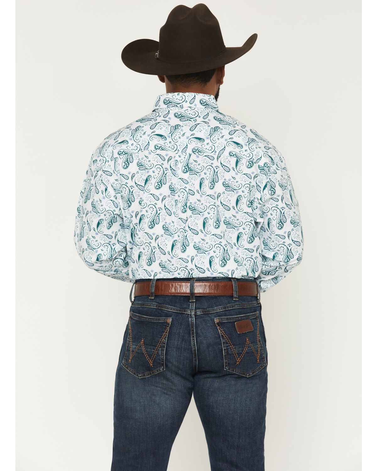 GEORGE STRAIT BY WRANGLER MEN'S PAISLEY PRINT LONG SLEEVE BUTTON-DOWN STRETCH WESTERN SHIRT 👕