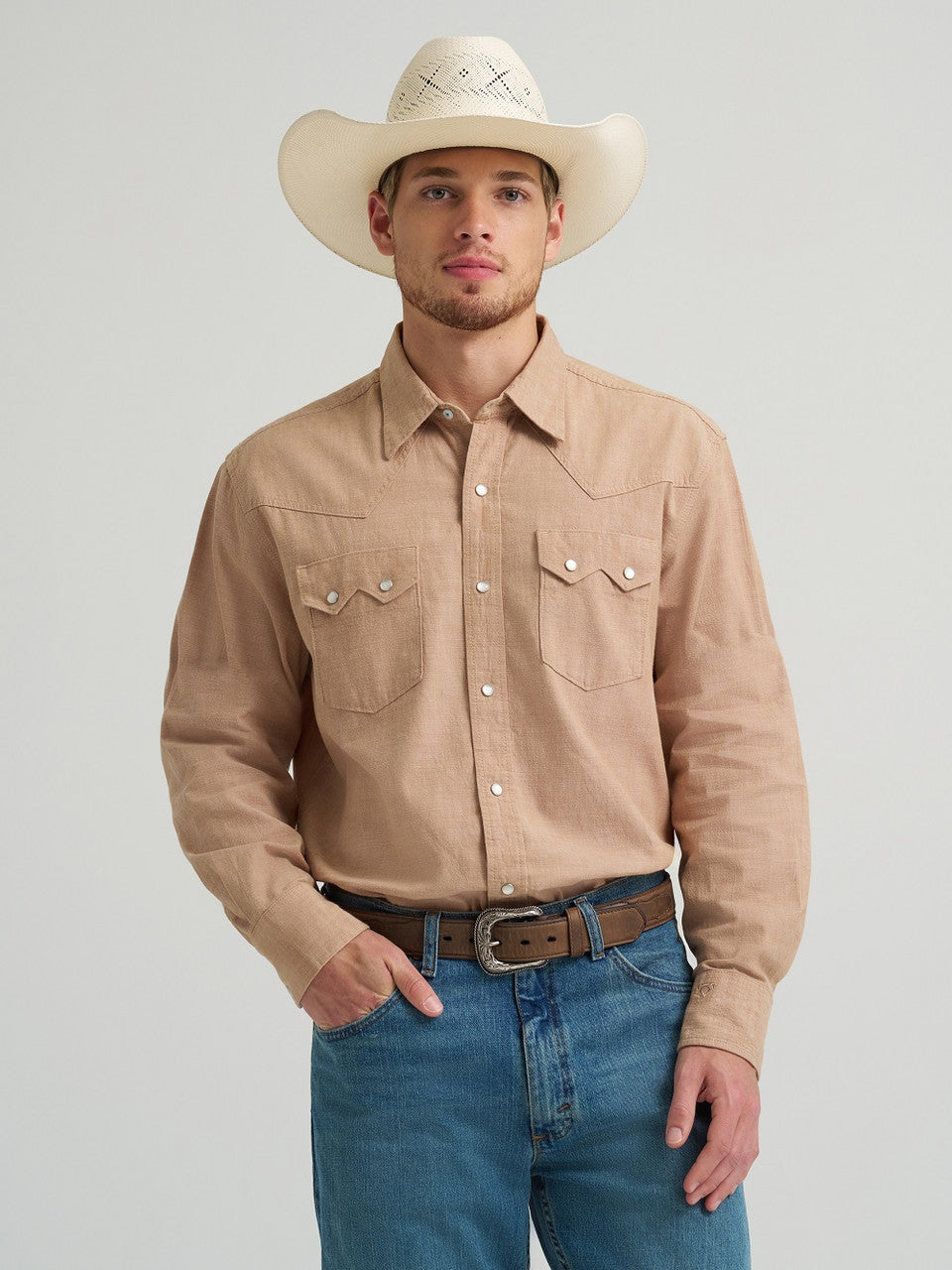 WRANGLER CODY JOHNSON BROWN SNAP - MENS SHIRT - 112374497 👕