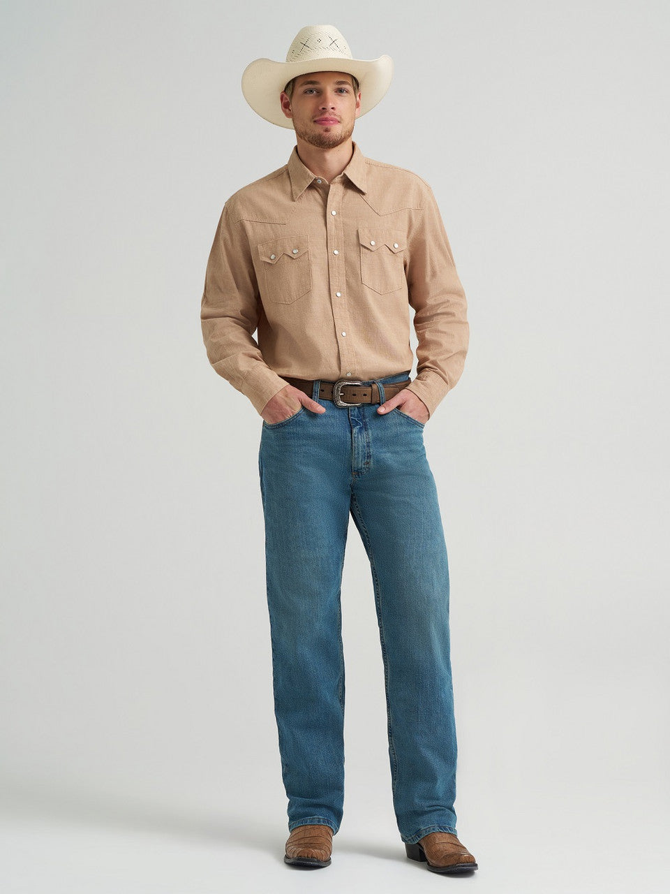 WRANGLER CODY JOHNSON BROWN SNAP - MENS SHIRT - 112374497 👕