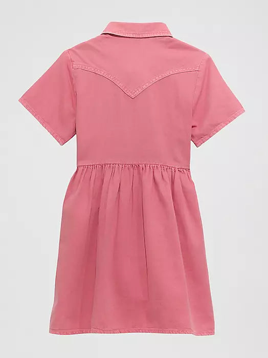 WRANGLER GIRL'S COLORWASH DENIM WESTERN SNAP DRESS