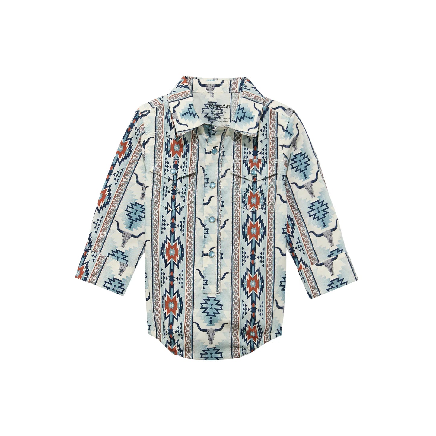 Wrangler Baby Boy's Brown Southwestern Print Snap Shirt 112374326