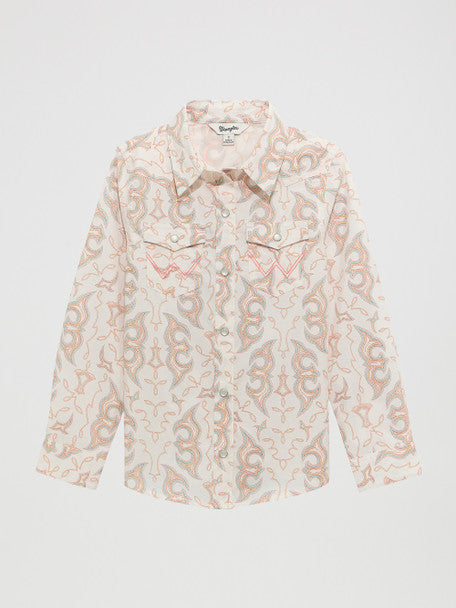 WRANGLER WESTERN SNAP WHITE PRINT - KIDS GIRLS SHIRT - 112374705
