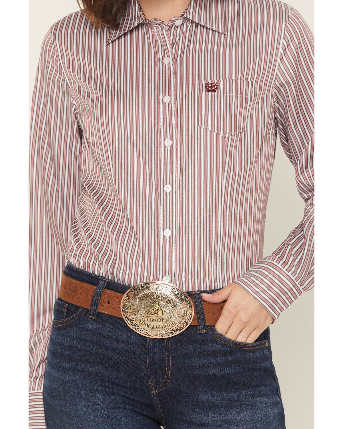 CINCH WOMEN'S STRIPED LONG SLEEVE BUTTON-DOWN WESTERN SHIRT