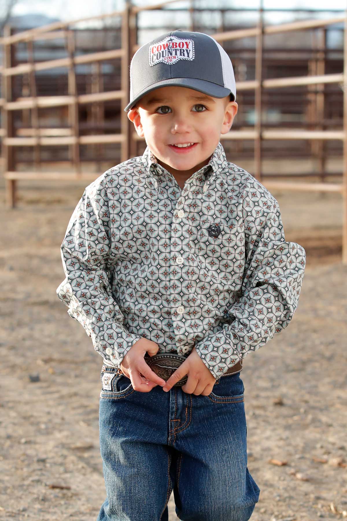 CINCH TODDLER BOYS' GEO PRINT LONG SLEEVE BUTTON-DOWN WESTERN SHIRT