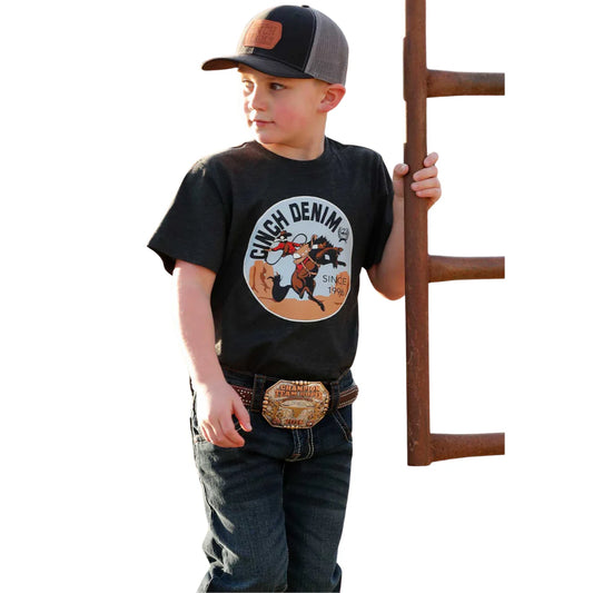 Cinch Youth Boy's Charcoal Circle Logo Graphic T-Shirt👕