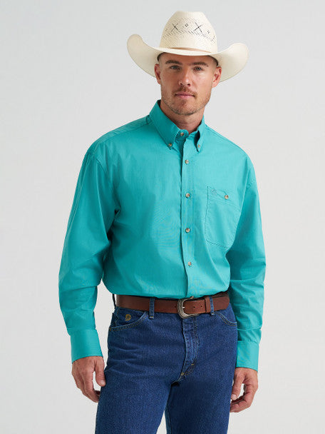 WRANGLER GEORGE STRAIT TEAL SOLID - MENS SHIRT