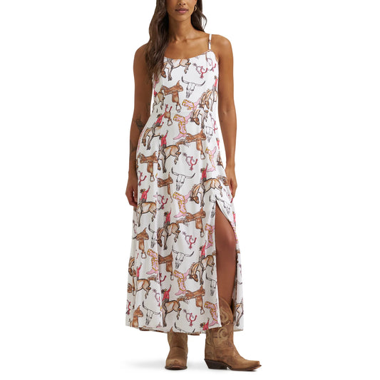 Wrangler Ladies Retro White Vintage Maxi Dress 112379527