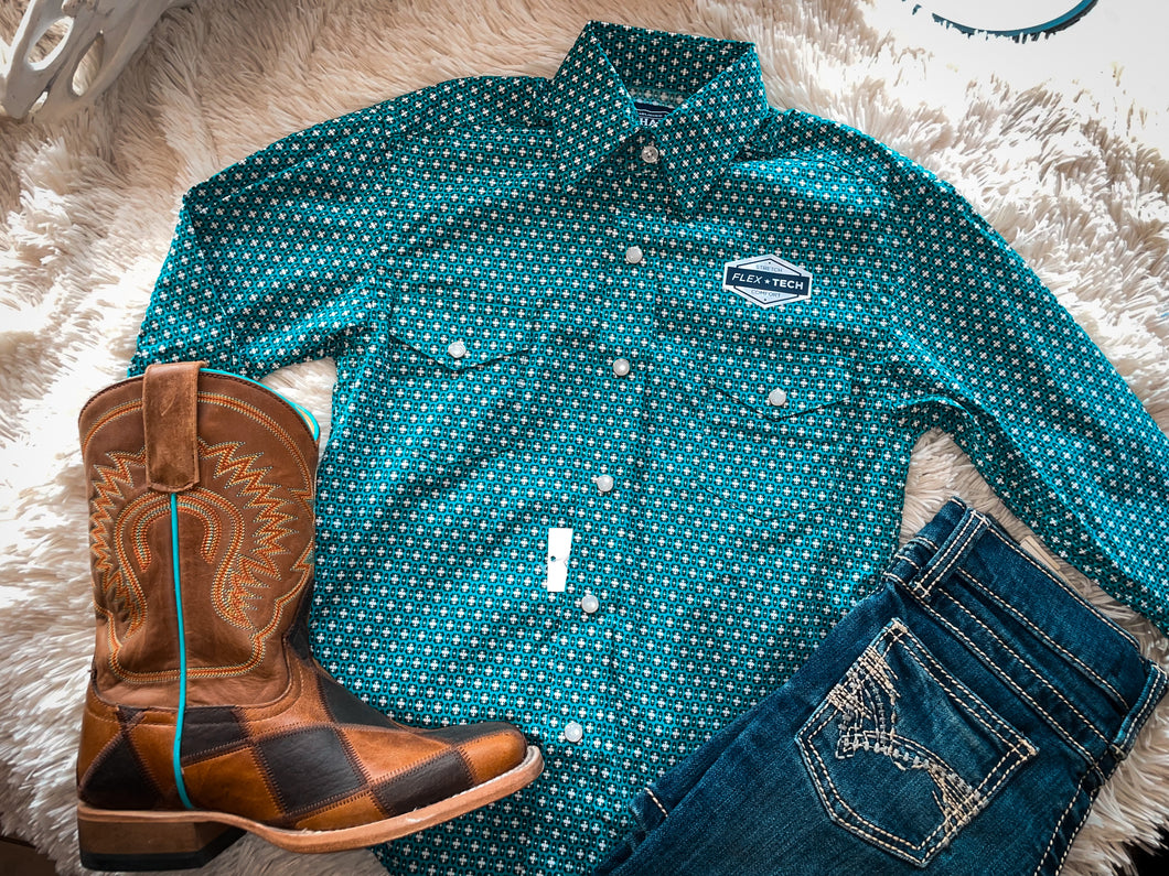 YOUTH Panhandle Geo Turquoise LS