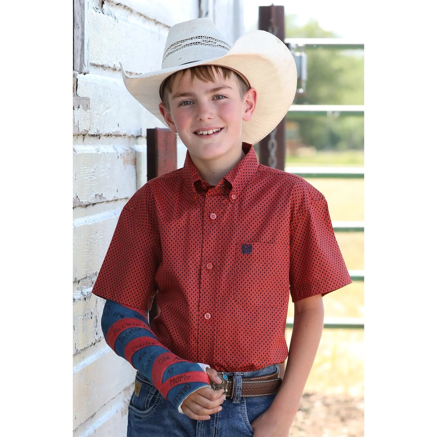 Cinch Boy’s Red Revival SS Button-up