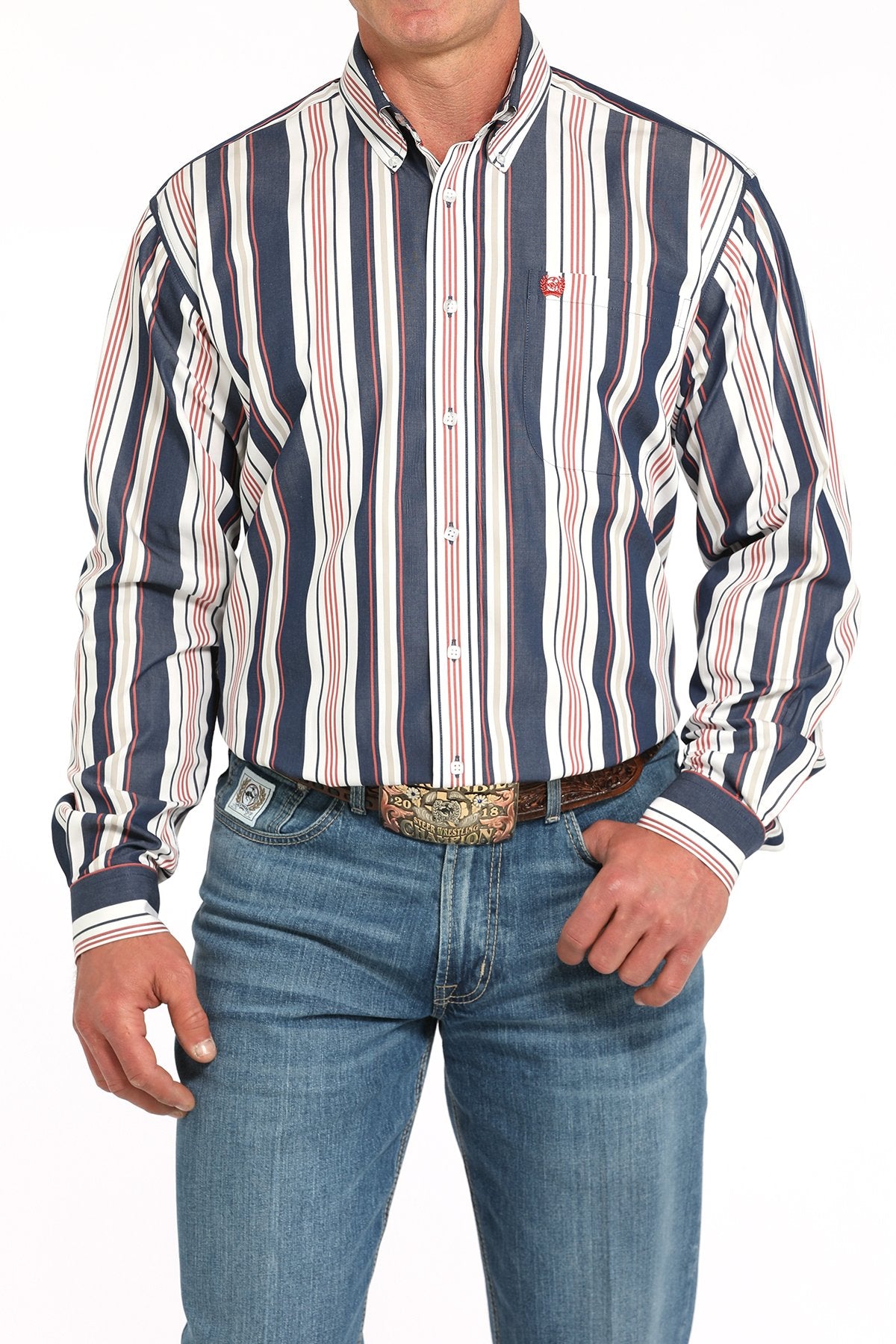 Men’s RWB Stripe L/S Button-up