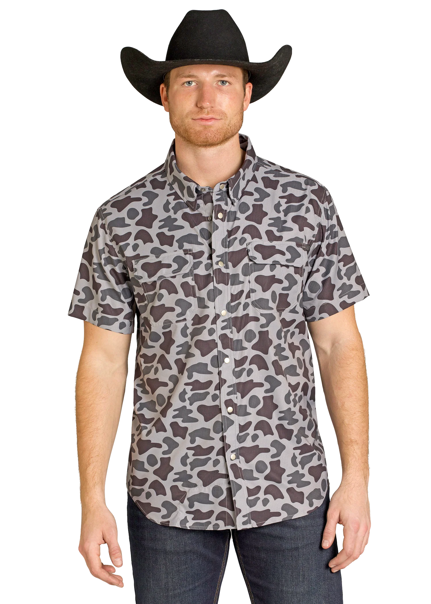 TEK WESTERN GREY CAMO SHORT SLEEVE SHIRT ⭐️
