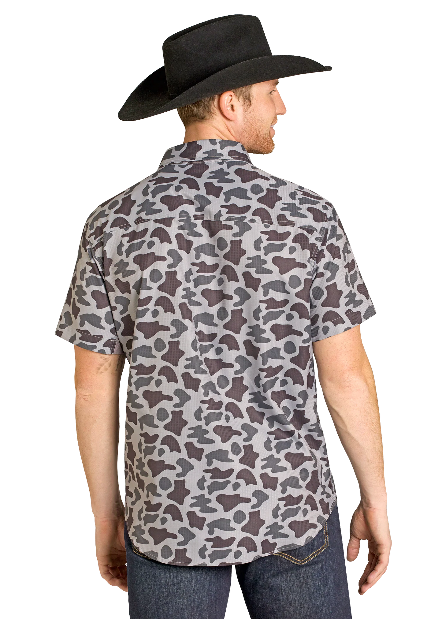TEK WESTERN GREY CAMO SHORT SLEEVE SHIRT ⭐️